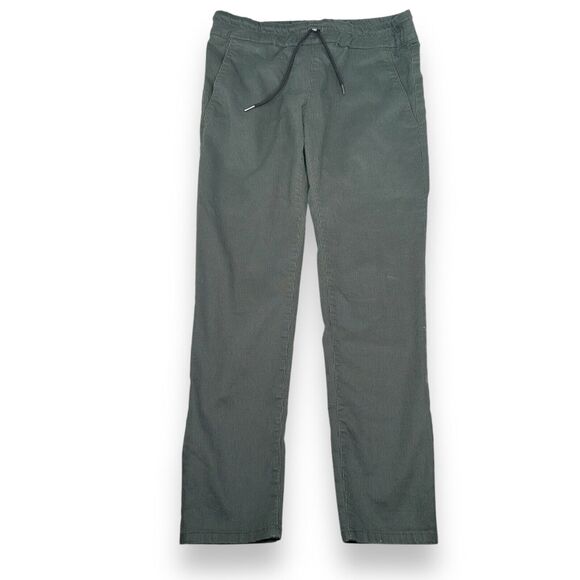 Bevy Flog Pants Women’s 30 Green Black Striped Cotton Pockets Drawstring Pull On - Picture 1 of 12